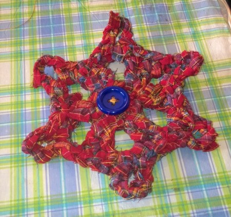 Crochet Snowflake from Recycled Skirt
