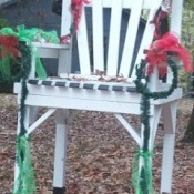 large white chair decorated for Christmas