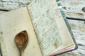 A handwritten recipe in a bound cookbook.
