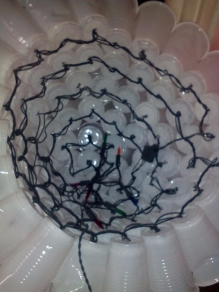 Making a Disposable Cup Christmas Chandelier