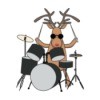 A reindeer playing drums.