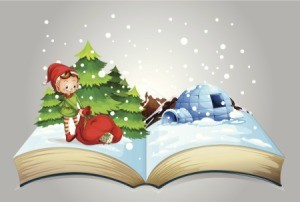 Illustration of a Christmas book.