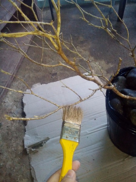 Gold Painted Branch Christmas Tree