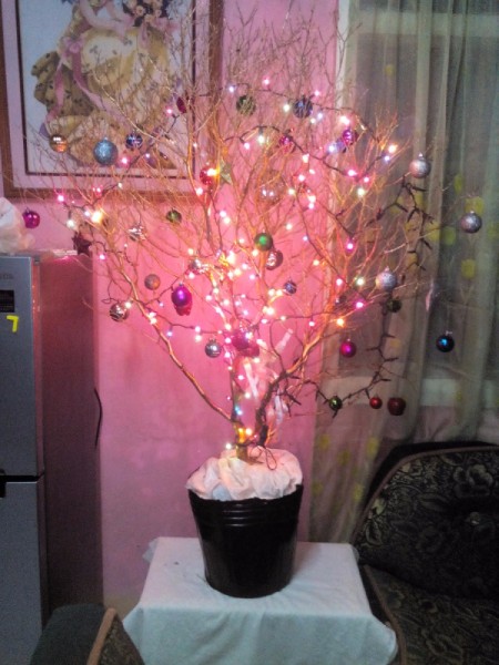 Gold Painted Branch Christmas Tree