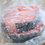 Frozen salmon fillets.