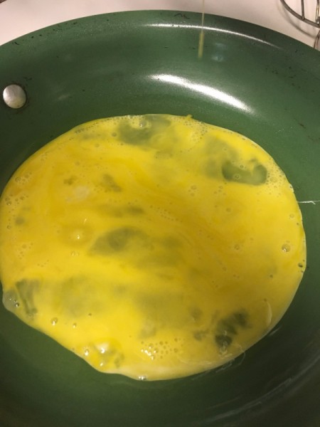 beaten egg in pan