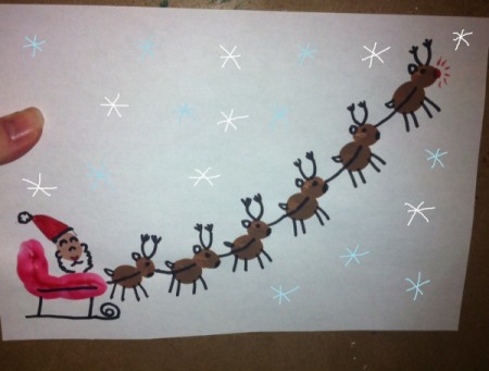 sleigh with hand drawn snowflakes