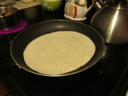 tortilla in pan
