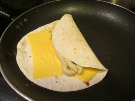 folding filled tortilla