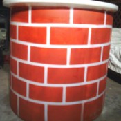 finished brick look fireplace prop