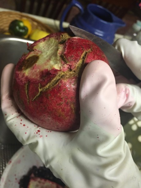 Pomegranate Deseeding - Cutting pomegranate