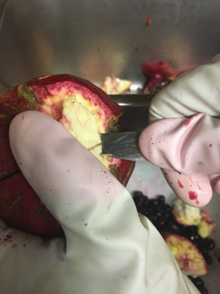 Pomegranate Deseeding - Removing pith from pomegranate.
