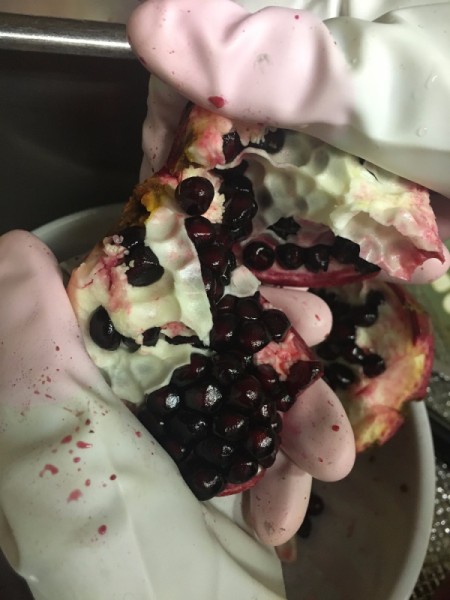 Pomegranate Deseeding - Removing seeds from pomegranate.