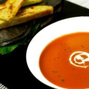 bowl of red pepper soup