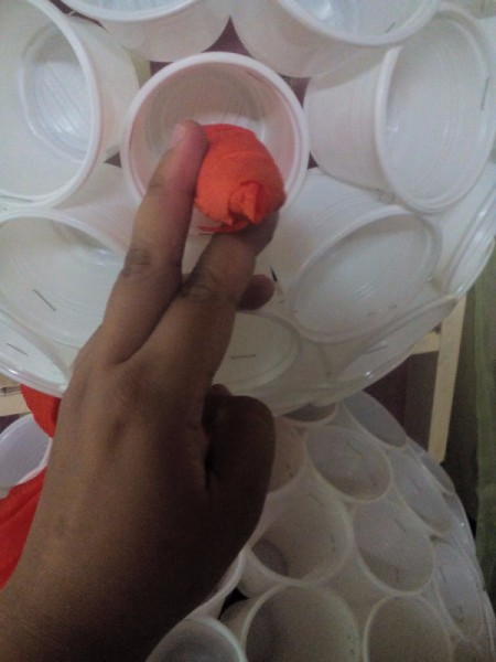 attaching nose inside one of the cups