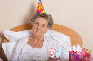 A woman celebrating her 95th birthday.