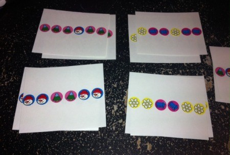 Christmas Sticker Memory Game - matching sticker pattern