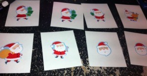 Christmas Santa sticker game cards