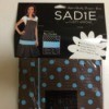 chocolate brown apron with blue dots in package