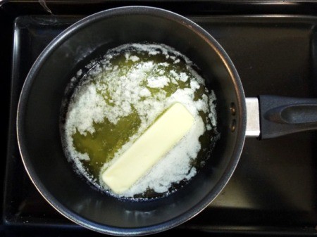 Butter melting in a pan