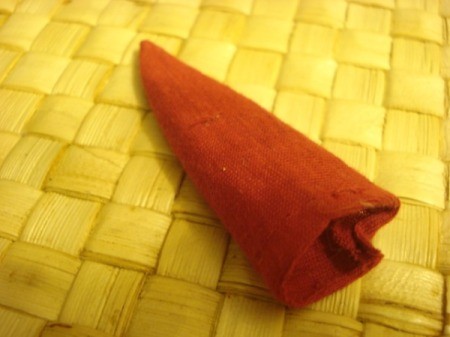 Spool Santa Ornament - right side of sewn hat