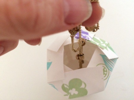 Paper Cup Gift Box - adding a piece of jewelry to the gift box