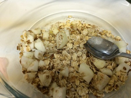 apple cinnamon oatmeal in bowl