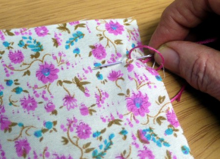 Fabric and Button Tic-Tac-Toe Game - sew 2 lines of back stitch using your embroidery needle and floss