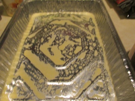 Alfredo Spinach Lasagna - butter in foil pan.