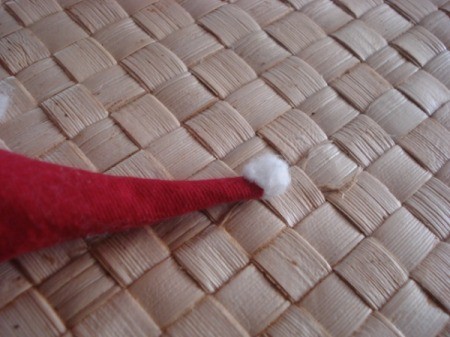 Spool Santa Ornament - hat with the trim ball glued on