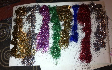 Glitter and Glue Icicles - multiple colors of glitter on the glue