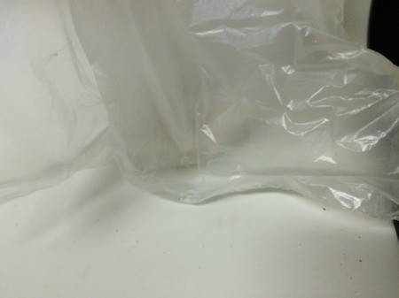 plastic bag with flour and powders