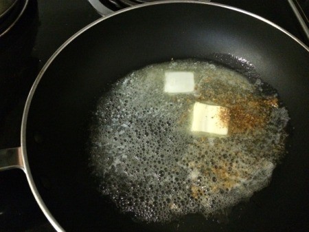butter melted in skillet
