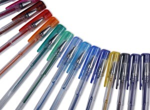 Different colored gel ink pens.