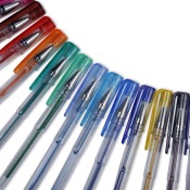 Different colored gel ink pens.