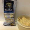 Hummus made from a prepared packet and garbanzo beans.