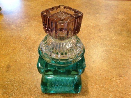 Thriftstore Glass Garden Tower - lower three pieces of the tower