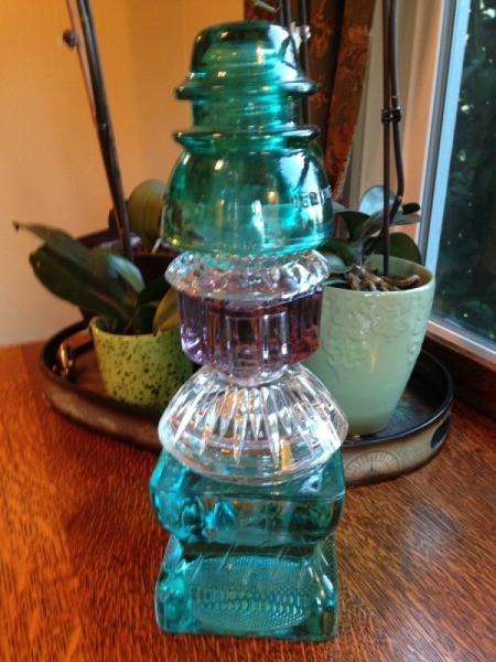 Thriftstore Glass Garden Tower