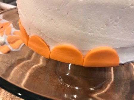 'Sharky' Goldfish Birthday Cake - use half circles to decorate the base of the cake as first row
