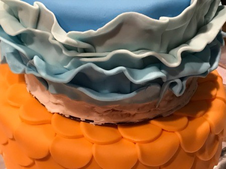 'Sharky' Goldfish Birthday Cake - and finally the darker blue