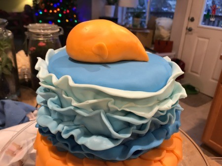 'Sharky' Goldfish Birthday Cake - place the fish on top of the cake
