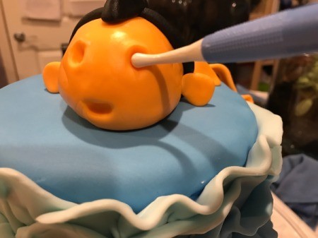 'Sharky' Goldfish Birthday Cake - use a fondant tool to create eyes and mouth
