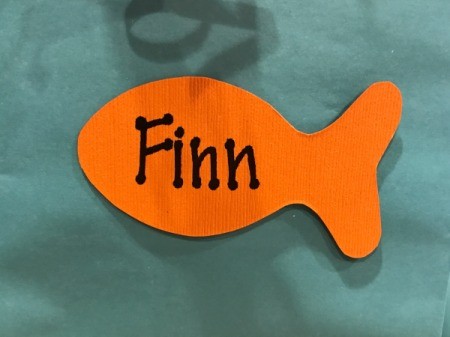 Goldfish Party Treat Bags - child's name written on one of the fish