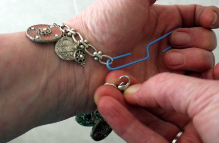 Fastening a Bracelet - using a paperclip to hold jump ring to fasten