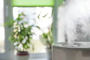 A humidifier blowing steam.