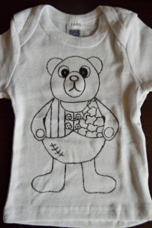 Baby Bear Adult Coloring Tee Shirt -  shirt with pattern copied on