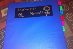 Organizing Home Instruction  Manuals - finished labeled binder with tabs