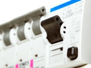 Close up of a GFCI Circuit Breaker.