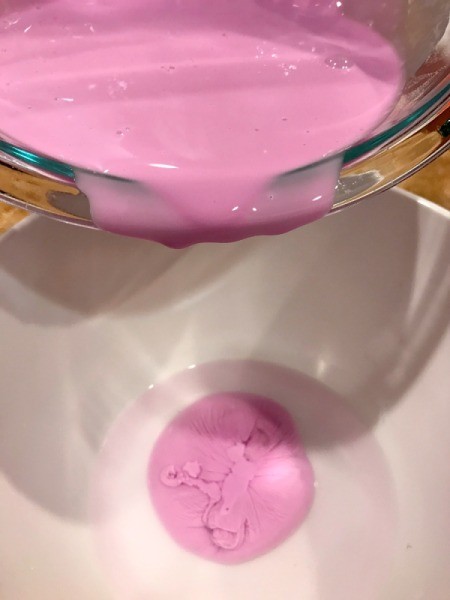 Homemade Flubber - add glue mixture to borax mixture