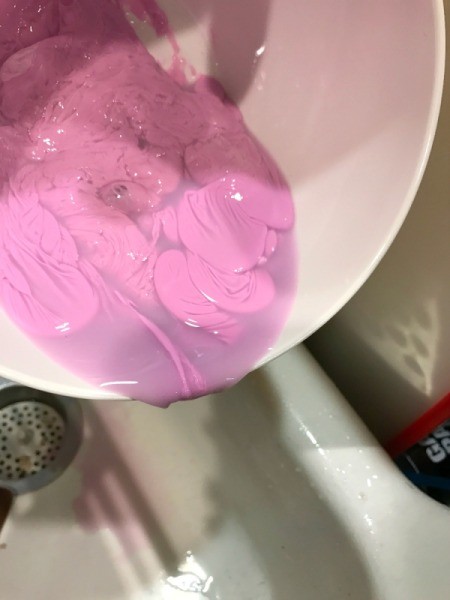 Homemade Flubber - pour off any excess water